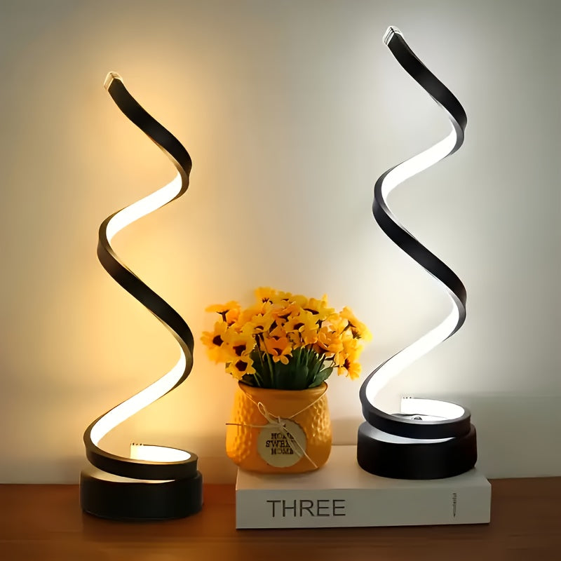 1pc\u002F2pcs Modern Adjustable Spiral Desk Lamp with Warm Light & Matte Metal Arm - Multifunctional Table Light Suitable for Bedroom, Study, Living Room, Space-Saving Design, -Controlled, Ideal Gift for Office Decor