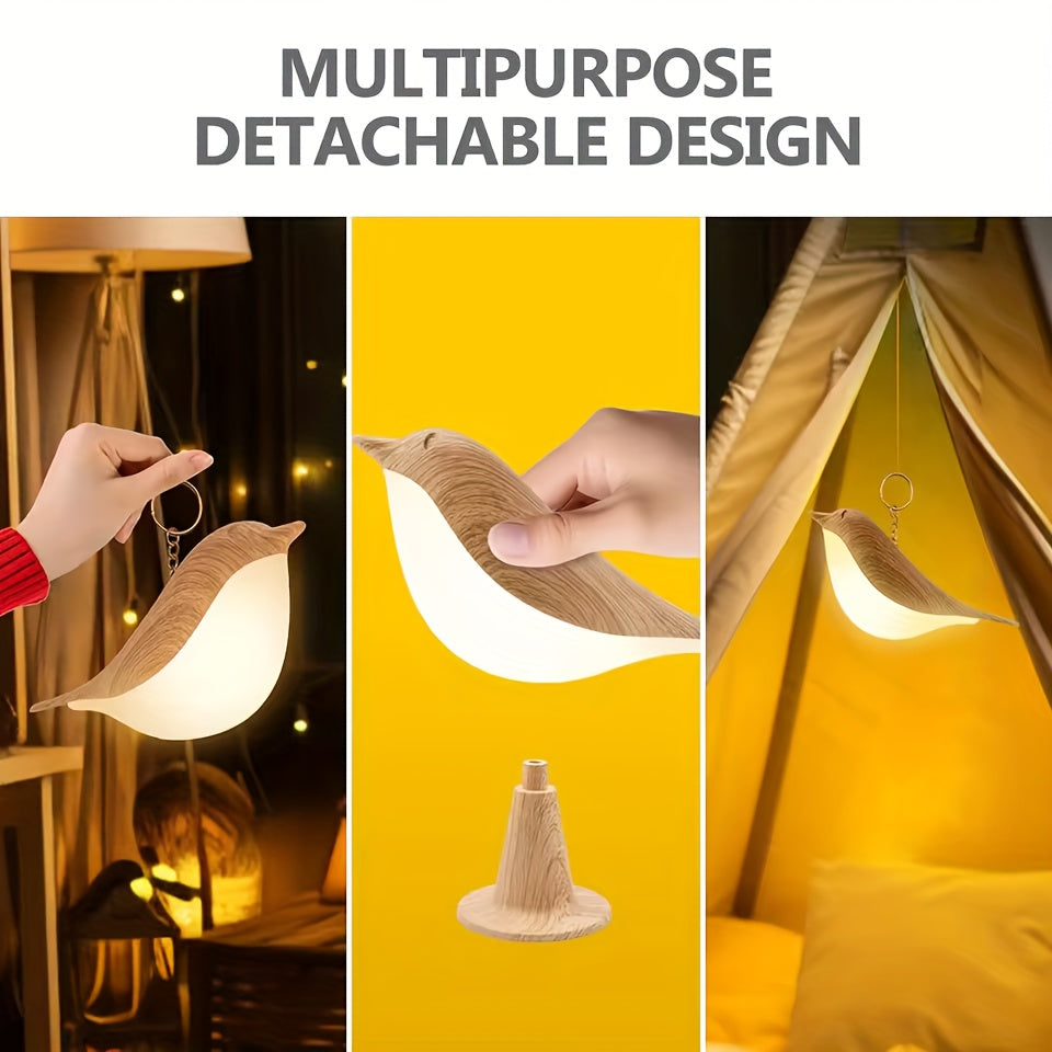 1pc 1pcs Rechargeable Portable Bird Night Light Suitable for Bedside, Camping - Dimmable Touch Control with 3 Color Temperatures, Aromatherapy-Compatible, Hangable Bedtime Light, - for & s