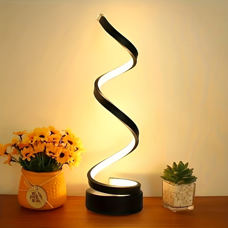 1pc\u002F2pcs Modern Adjustable Spiral Desk Lamp with Warm Light & Matte Metal Arm - Multifunctional Table Light Suitable for Bedroom, Study, Living Room, Space-Saving Design, -Controlled, Ideal Gift for Office Decor