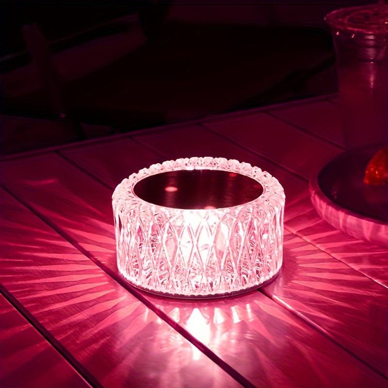Portable Crystal LED Table Lamp 3-Levels Brightness Desk Lamp 16 Color Touch Control Rechargeable Lamp Night Light Bedside Lamp Dining Room Lamp