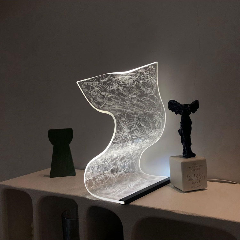 USB-Powered Modern Curved Desk Lamp - Arc Lighting Task Lamp with Button Control, USB Plug-and-Play for Gaming Setup, Home Office, Bedroom - Minimalist Contemporary Lighting Fixture, Futuristic Aesthetic, Highquality Build, Gamers Setup