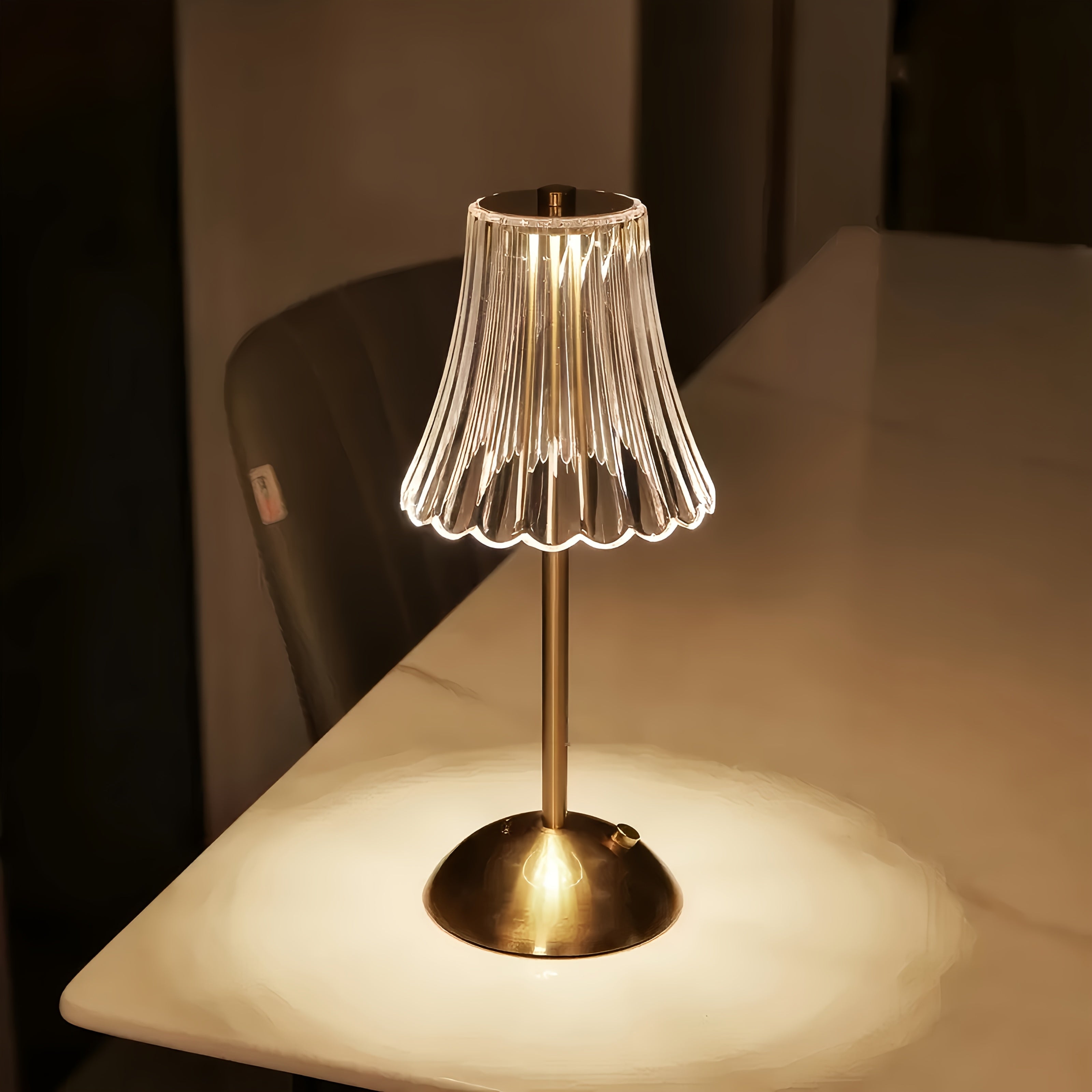 2pcs Vintage Crystal LED Table Lamp with 3-Color Adjustable Lighting, USB Rechargeable - Perfect for Bedroom Ambiance, Living Room, Office, Study, Reading, And Relaxation, Available In 1pc.