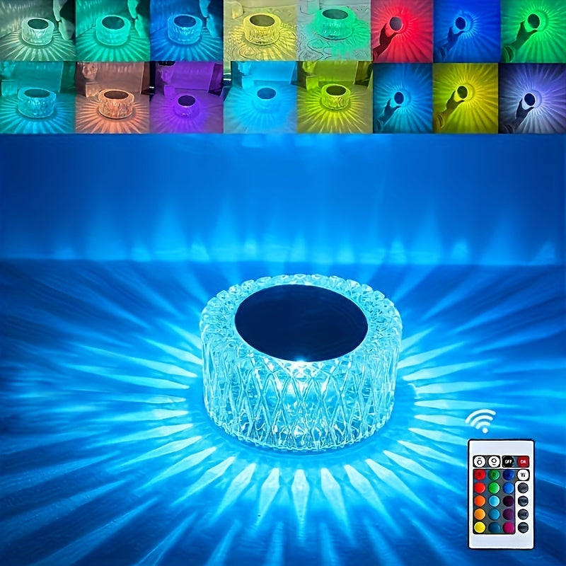 Portable Crystal LED Table Lamp 3-Levels Brightness Desk Lamp 16 Color Touch Control Rechargeable Lamp Night Light Bedside Lamp Dining Room Lamp