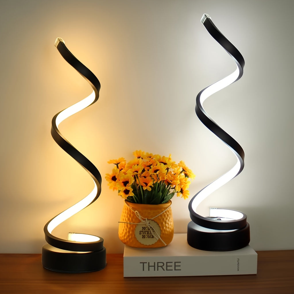 1pc\u002F2pcs Modern Adjustable Spiral Desk Lamp with Warm Light & Matte Metal Arm - Multifunctional Table Light Suitable for Bedroom, Study, Living Room, Space-Saving Design, -Controlled, Ideal Gift for Office Decor