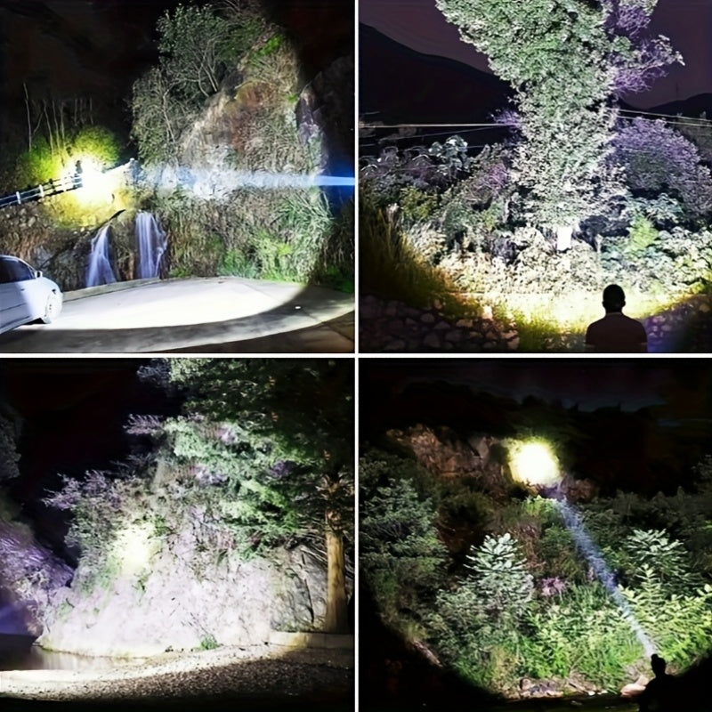 LED Rechargeable Flashlight, 6 Modes, 3 Color Filters, USB And Solar Power Supply, IPX4 Waterproof, Suitable for Hunting, Camping, Boating, Hiking, Etc, Best for Christmas, Perfect for Thanksgiving