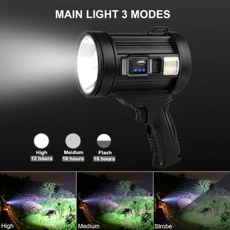 LED Rechargeable Flashlight, 6 Modes, 3 Color Filters, USB And Solar Power Supply, IPX4 Waterproof, Suitable for Hunting, Camping, Boating, Hiking, Etc, Best for Christmas, Perfect for Thanksgiving