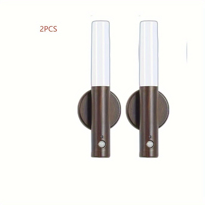 2pcs Rechargeable Motion-activated Night Lights-Charging Wires And Magnetizers-for Energy-Saving LED Lights, Ideal for Bedrooms, Hallways, Stairs, And Bathrooms-Portable, Rechargeable, Magnetized.
