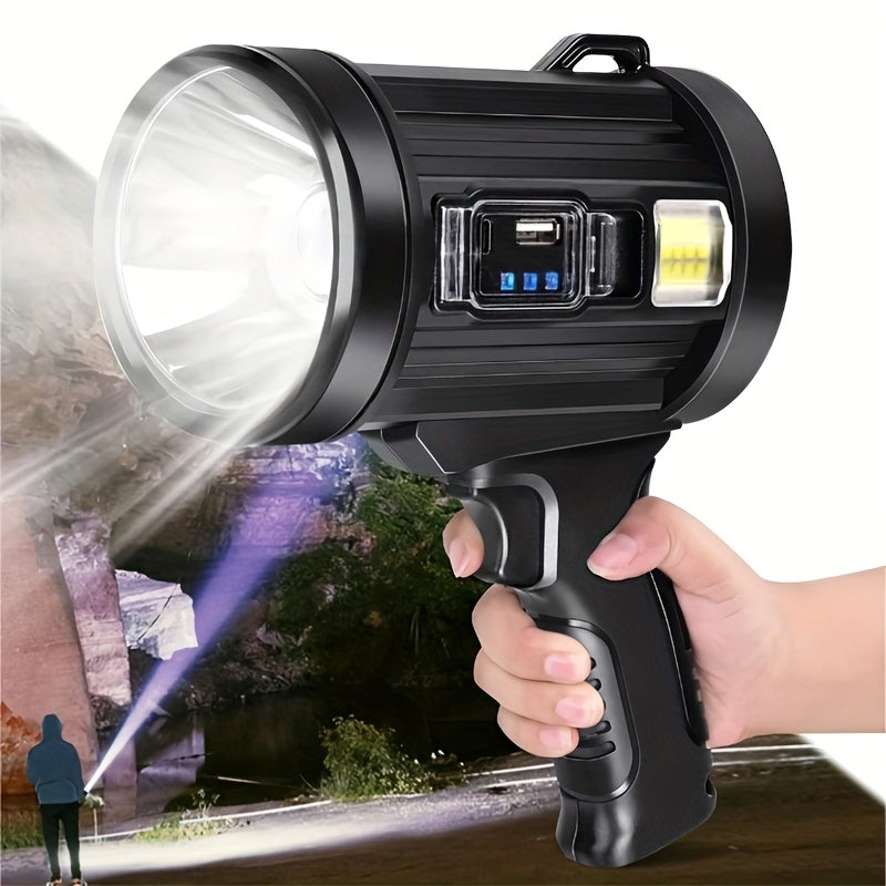 LED Rechargeable Flashlight, 6 Modes, 3 Color Filters, USB And Solar Power Supply, IPX4 Waterproof, Suitable for Hunting, Camping, Boating, Hiking, Etc, Best for Christmas, Perfect for Thanksgiving