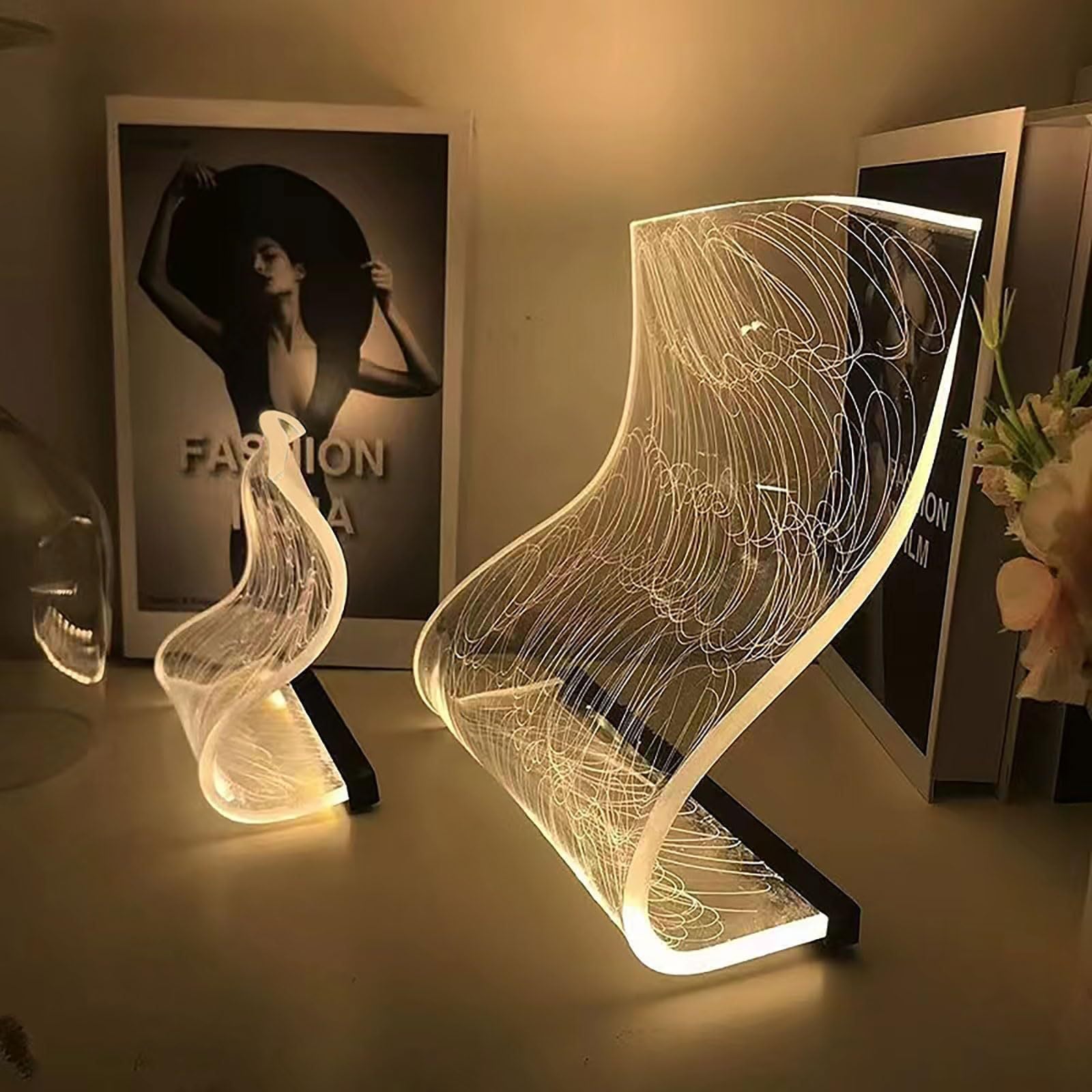 USB-Powered Modern Curved Desk Lamp - Arc Lighting Task Lamp with Button Control, USB Plug-and-Play for Gaming Setup, Home Office, Bedroom - Minimalist Contemporary Lighting Fixture, Futuristic Aesthetic, Highquality Build, Gamers Setup