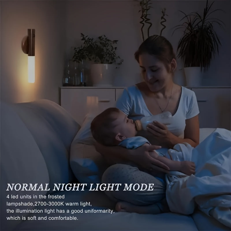 2 PCS Intelligent Rechargeable Magnetic Sensor USB LED Night Light - Human Body Sensor Wall and Cordless Wall Light for Motion Detection, Suitable for Home Bedroom, Kitchen and Bathroom Wall Sensor Light, Anti-collision and Anti-fall At Night