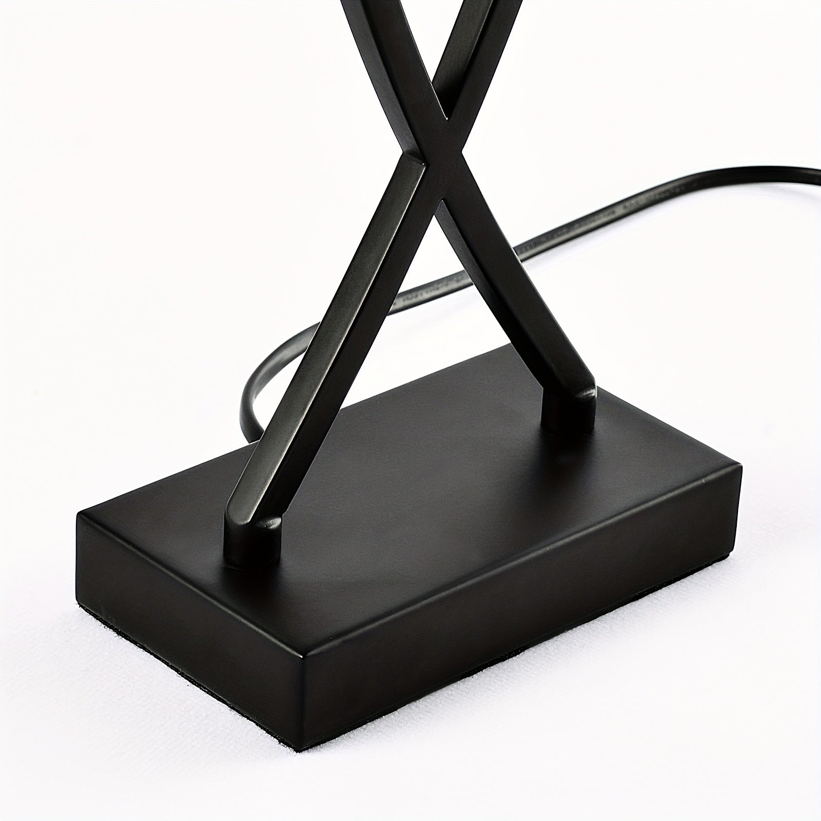 Set of 2 21'' Minimalist Table Lamps Featuring Black Rectangular Linen Shades And a Wrought Iron Geometric Base, Ideal for Providing a Moody And Cozy Accent Light. Equipped with E26 Sockets, These Contemporary Lamps Are Perfect for Decorating Bedroo