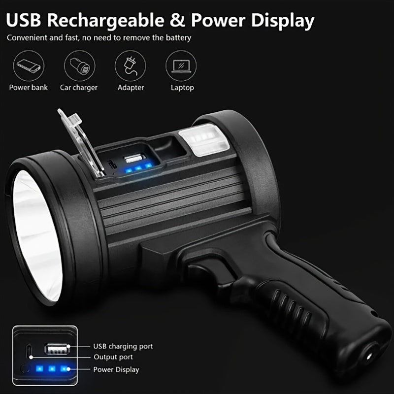 LED Rechargeable Flashlight, 6 Modes, 3 Color Filters, USB And Solar Power Supply, IPX4 Waterproof, Suitable for Hunting, Camping, Boating, Hiking, Etc, Best for Christmas, Perfect for Thanksgiving