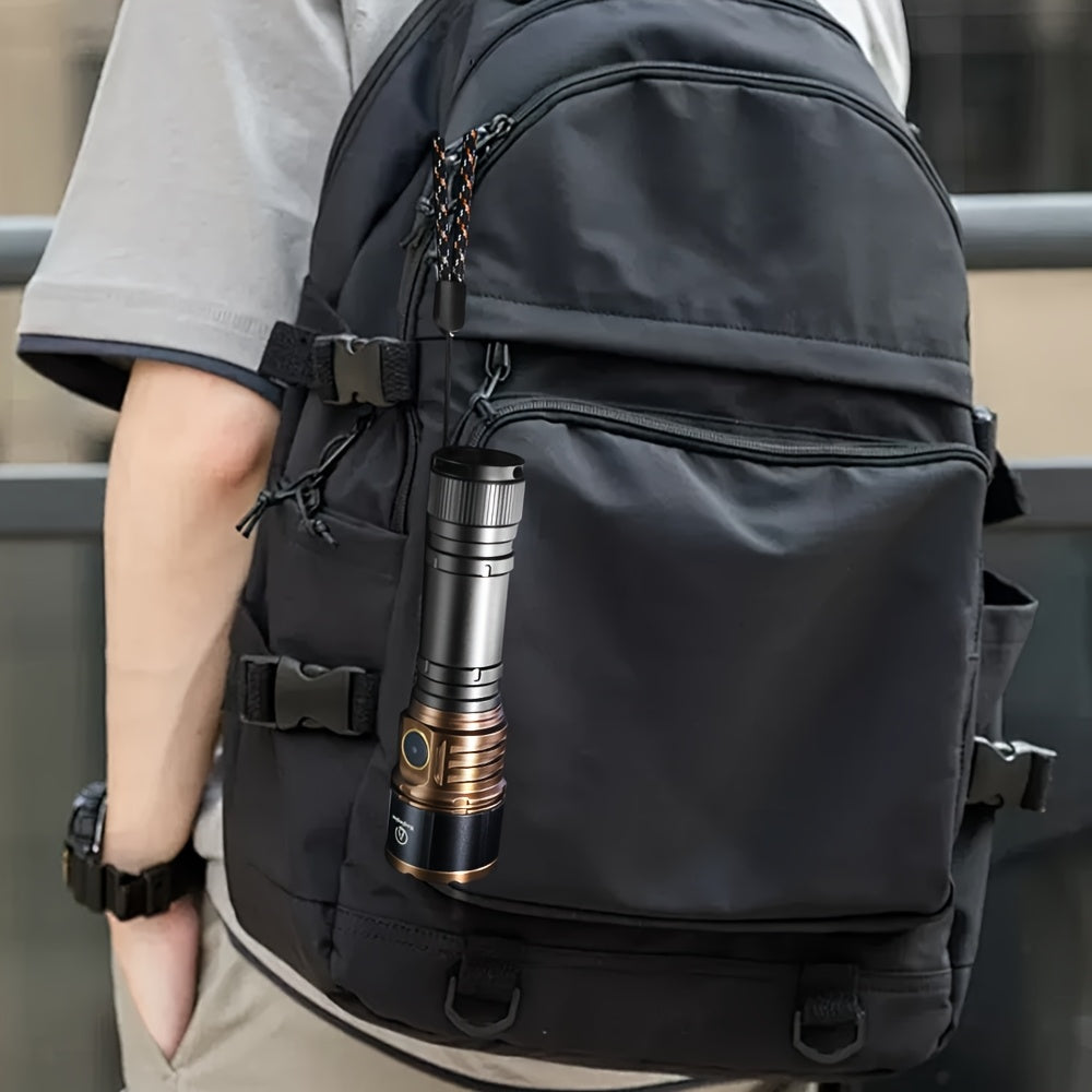 To Generate Fire, An Aluminum Alloy Flashlight, Equipped With Fresnel Lenses, With High Lumen Output, 21700 Lithium Battery, 3000 Milliampere, Extremely Long Battery Life, Suitable For Outdoor Survival, Camping, Fishing, Power Outage, Night Riding.