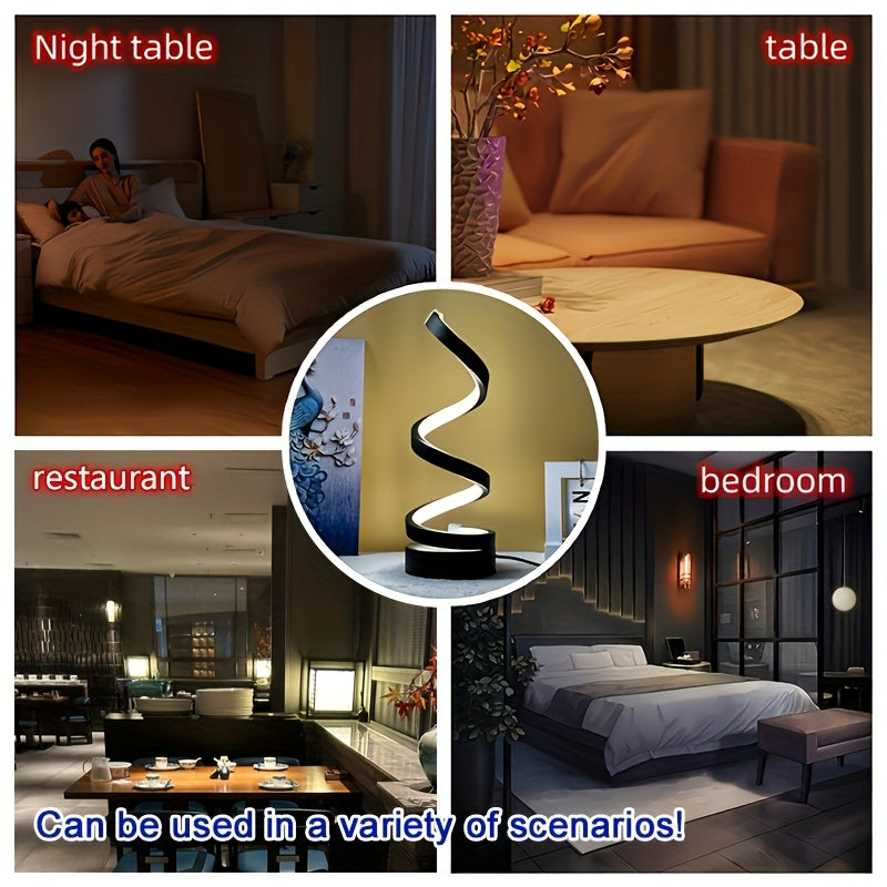 1pc\u002F2pcs Modern Adjustable Spiral Desk Lamp with Warm Light & Matte Metal Arm - Multifunctional Table Light Suitable for Bedroom, Study, Living Room, Space-Saving Design, -Controlled, Ideal Gift for Office Decor