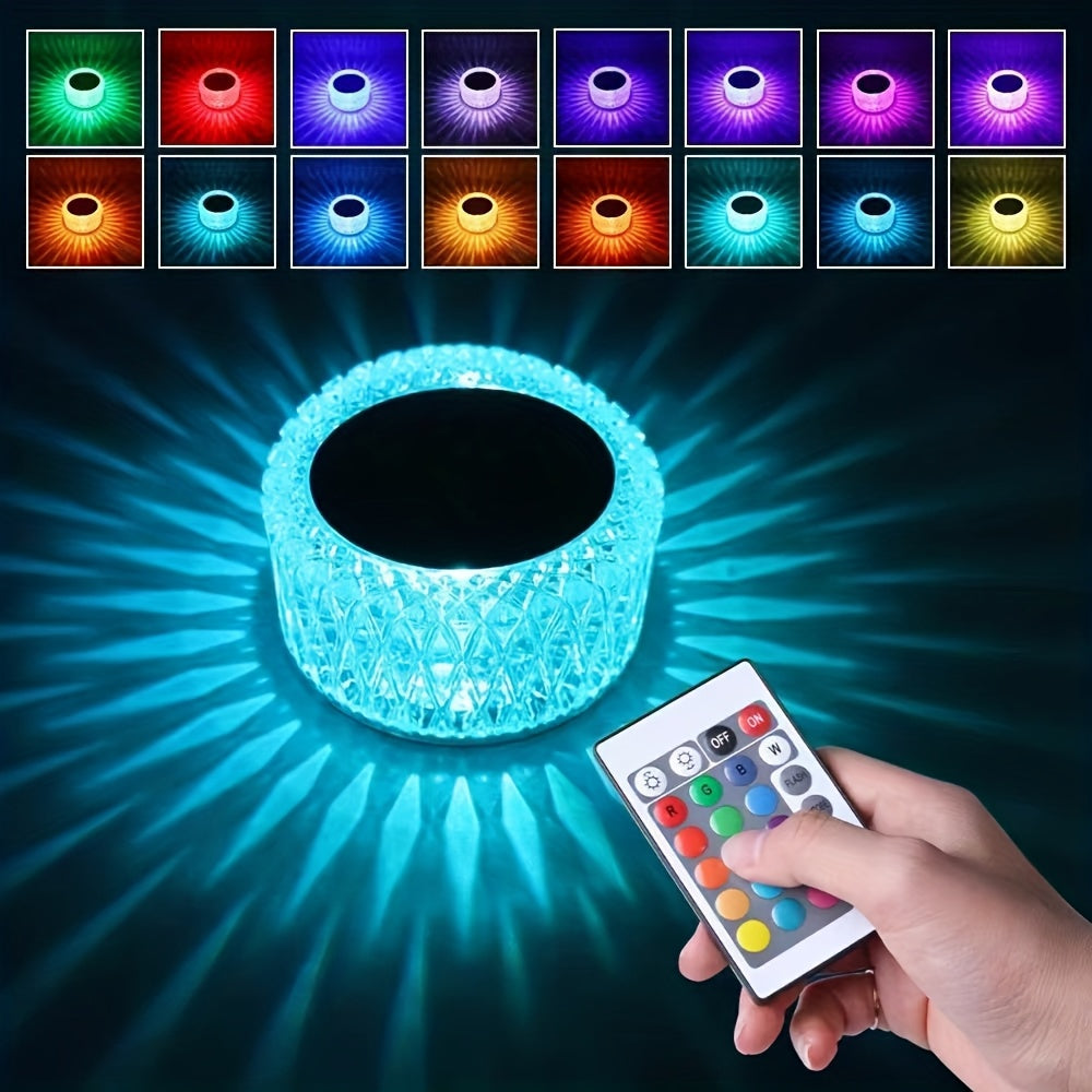 Portable Crystal LED Table Lamp 3-Levels Brightness Desk Lamp 16 Color Touch Control Rechargeable Lamp Night Light Bedside Lamp Dining Room Lamp