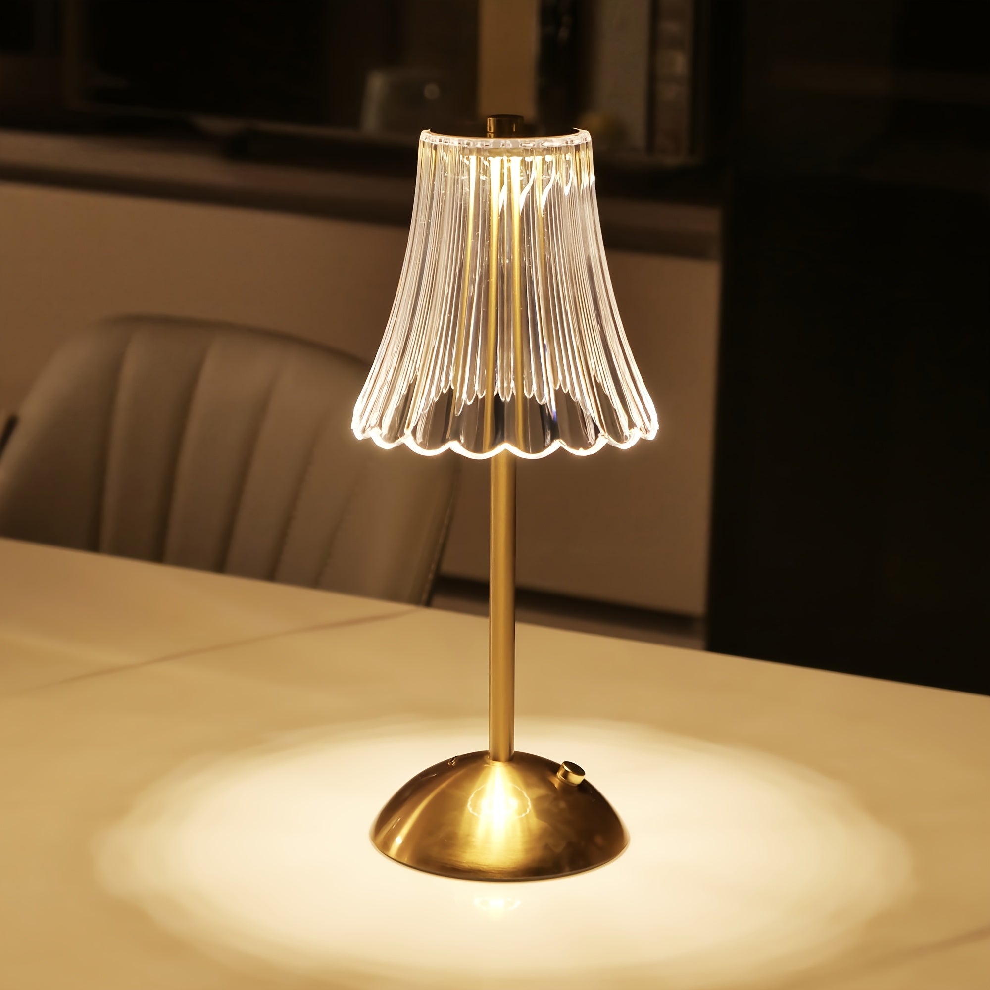 2pcs Vintage Crystal LED Table Lamp with 3-Color Adjustable Lighting, USB Rechargeable - Perfect for Bedroom Ambiance, Living Room, Office, Study, Reading, And Relaxation, Available In 1pc.