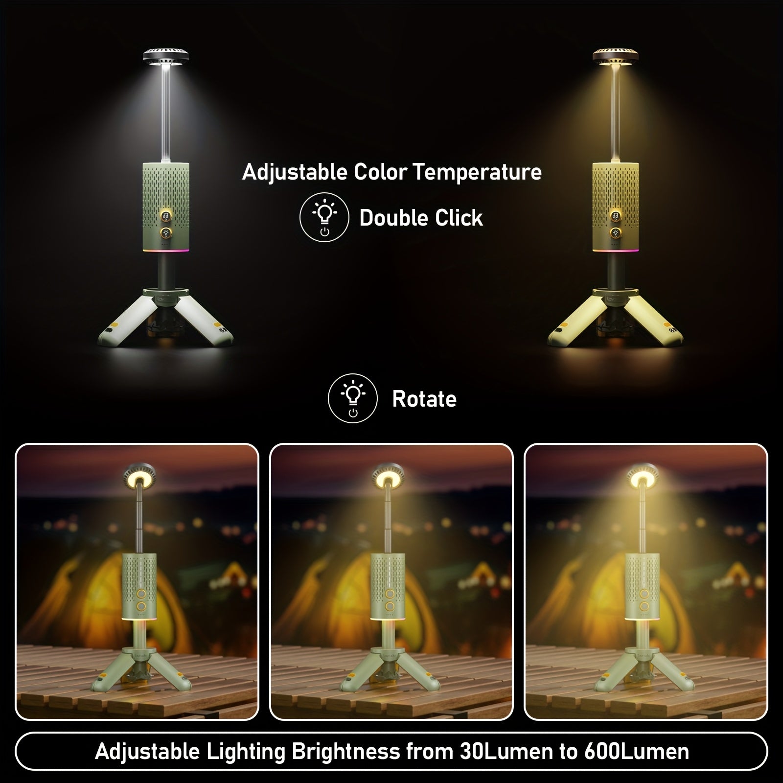 Rechargeable Retractable Camping Light (with Stand), 10, 000mAh RGB Camping Light And Light, Dimmable Flashlight, Foldable Magnetic Tent Light, Classroom Work Light, Emergency Light, Camping Hiking, Camping Light Rechargeable