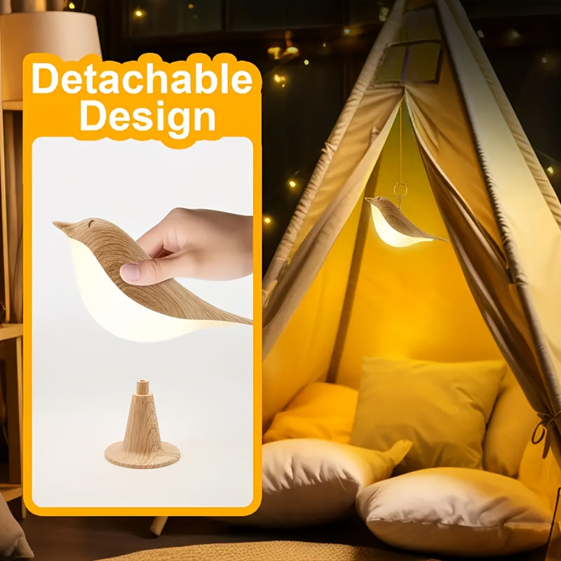 1pc 1pcs Rechargeable Portable Bird Night Light Suitable for Bedside, Camping - Dimmable Touch Control with 3 Color Temperatures, Aromatherapy-Compatible, Hangable Bedtime Light, - for & s